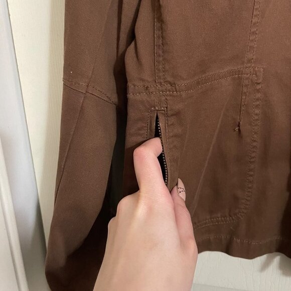 Relativity Womens Brown Button Up Zipper Pockets Utility Jacket Size Large - Picture 4 of 6